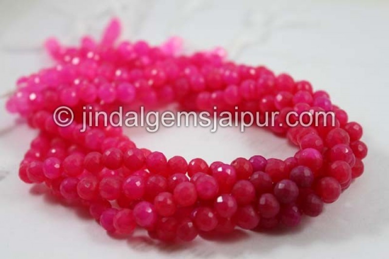 Raspberry Chalcedony Faceted Round Shape Beads
